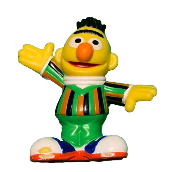 Hasbro 2010 Sesame Street Workshop Bert Plastic 3” Figure Green Striped Shirt - Picture 1 of 4